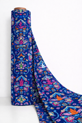 Navy Blue Floral Cotton Fabric - Fabric Vogue