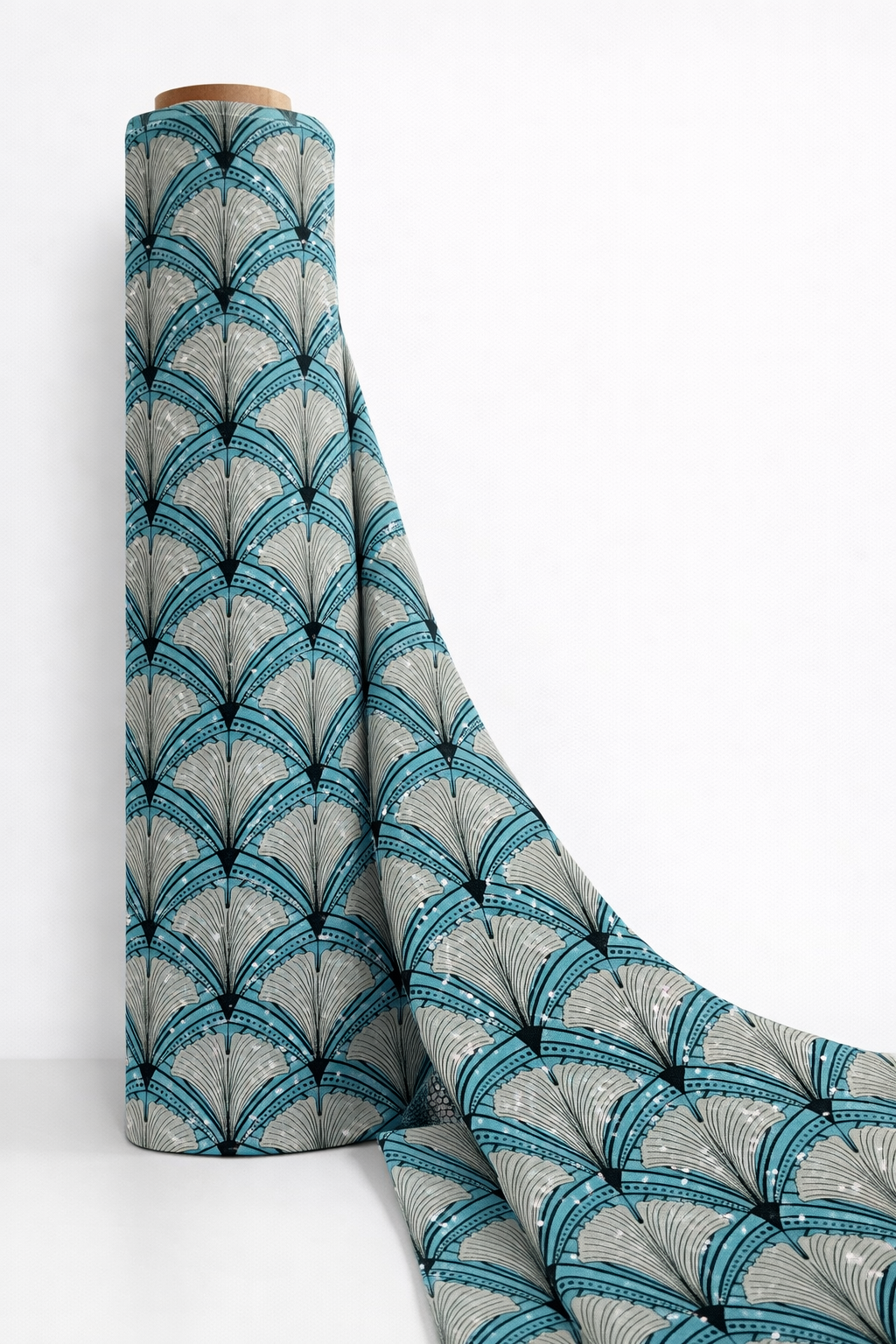 Turquoise Geometric Cotton Fabric