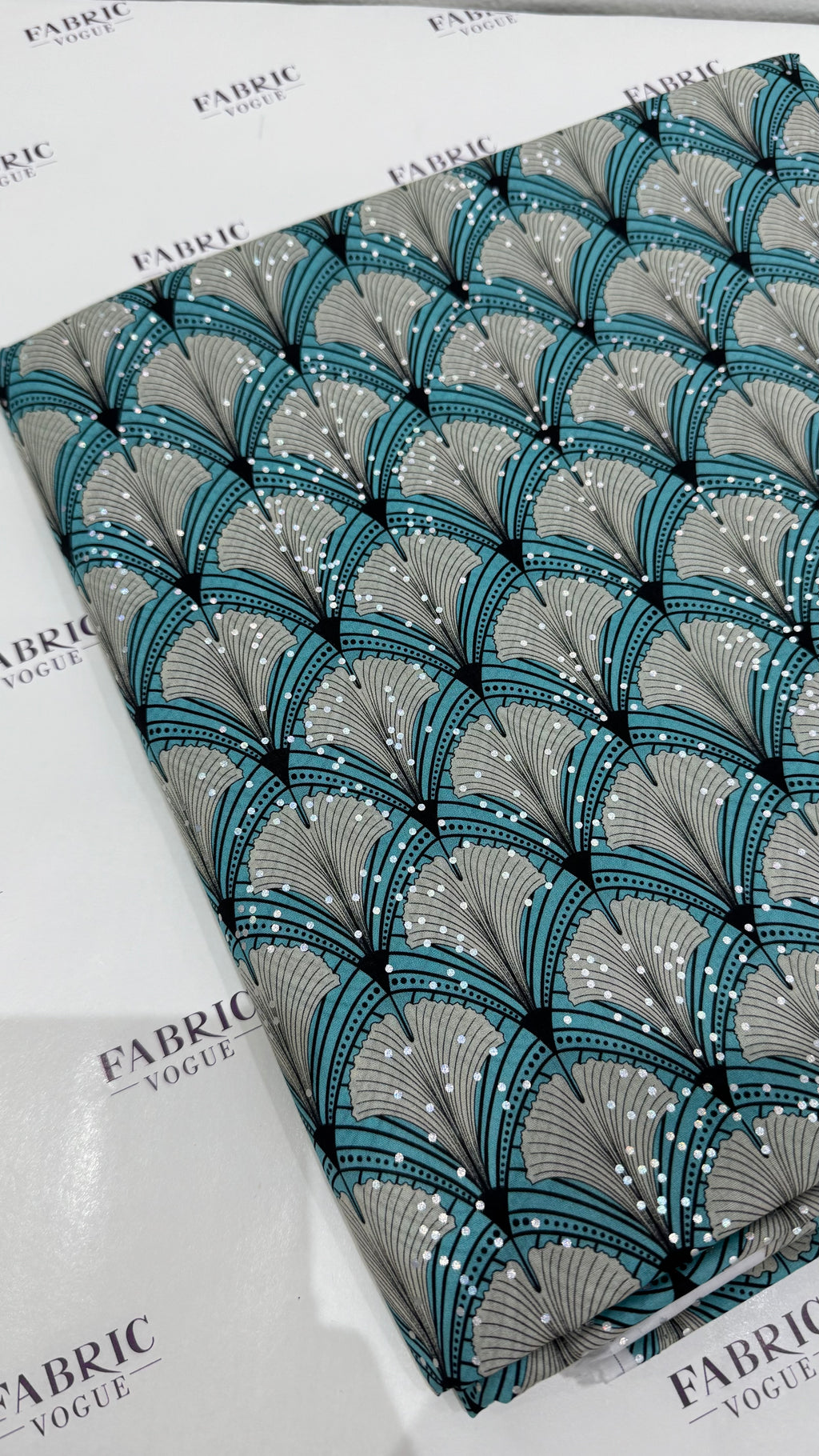 Turquoise Geometric Cotton Fabric