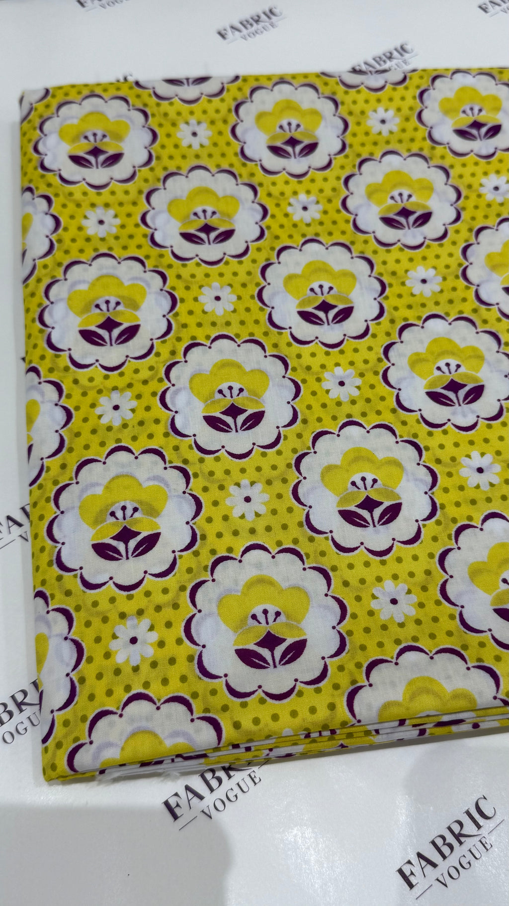 Sunny Yellow Floral Cotton Fabric – Fabric Voge